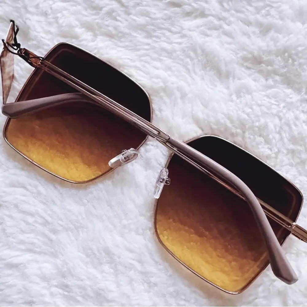 Monica Clear Brown Geometric Sunglasses